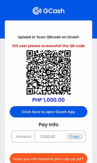 Step 5: A QR code will appear, please take a screenshot of this QR code. Then open the GCash app on your phone and scan the QR code to pay.